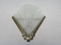 Hot Pamono Vintage Art Deco Etched Glass & Nickel-Plated Wall Lights from Frontisi, Set of 2