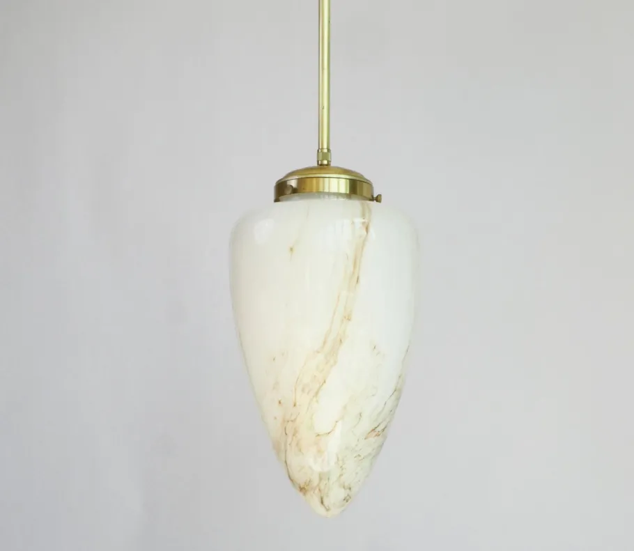 Sale Pamono Vintage Art Deco Marbled Glass Pendant Lamp, 1950s