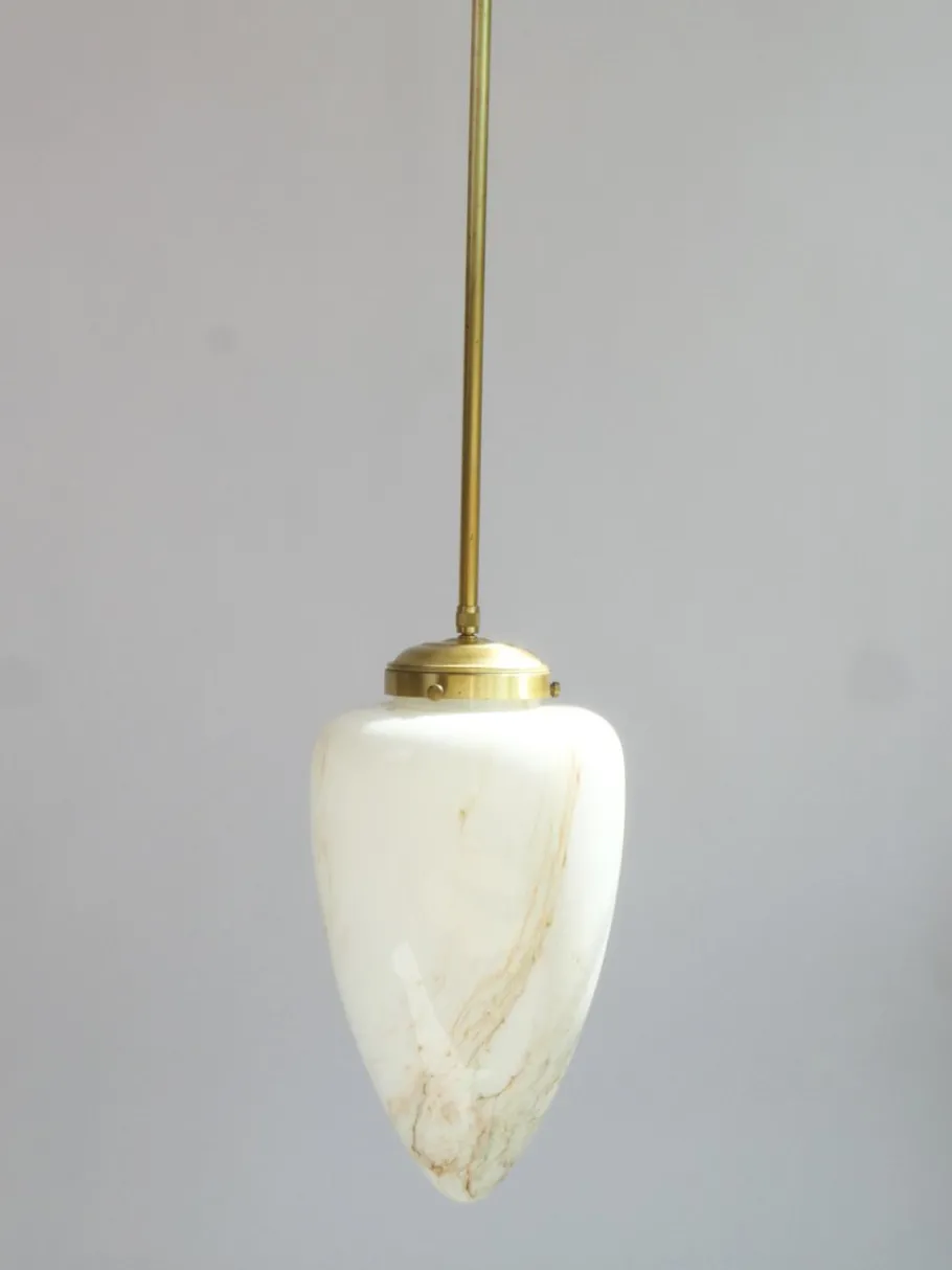 Sale Pamono Vintage Art Deco Marbled Glass Pendant Lamp, 1950s