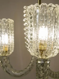 Clearance Pamono Vintage Art Deco Murano Glass Chandelier attributed to Ercole Barovier for Barovier & Toso, 1930s