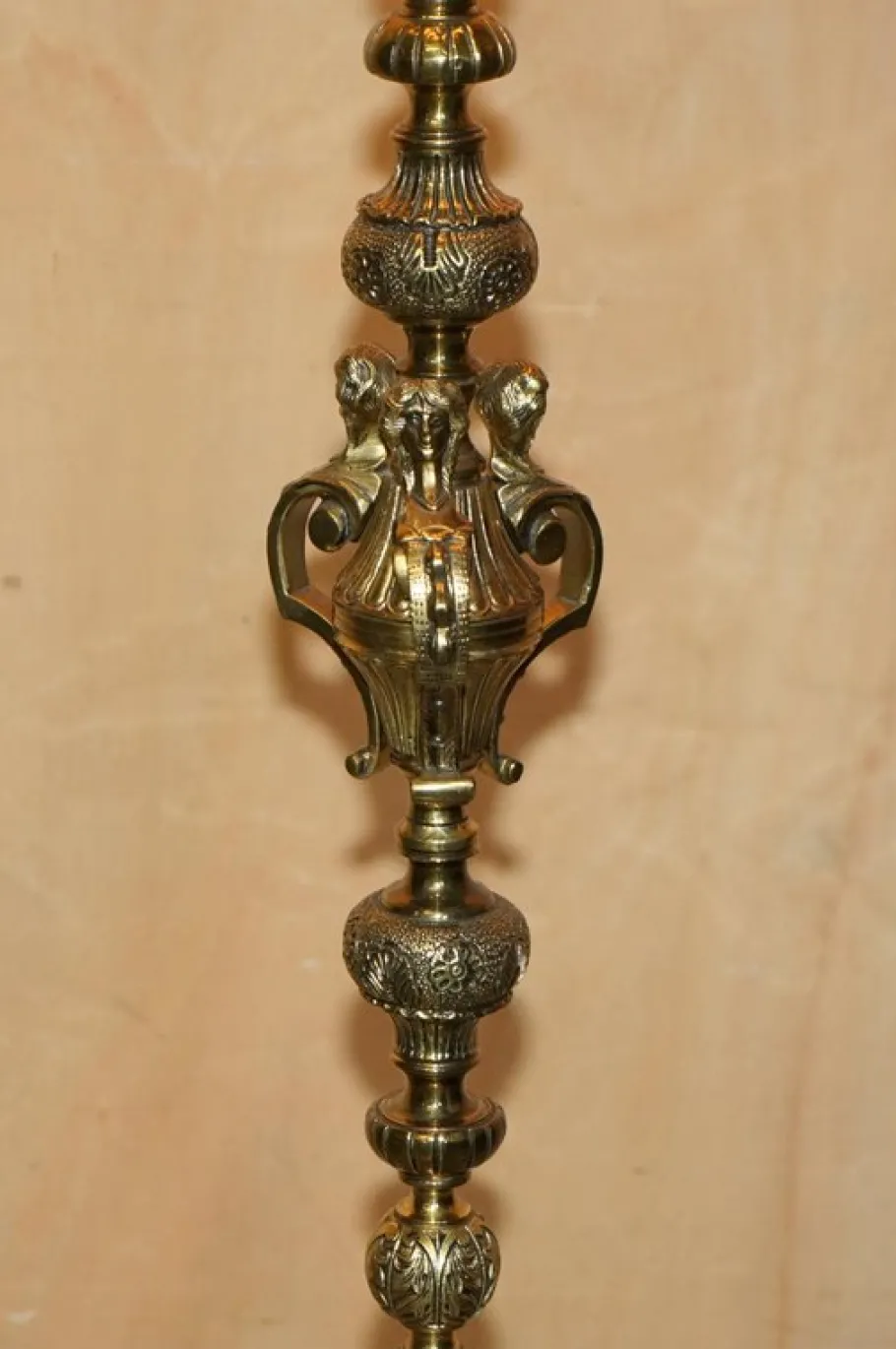 Discount Pamono Vintage Art Deco Opaline Glass and Brass Floor Lamps, 1920s, Set of 2