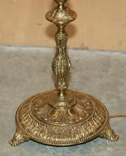 Discount Pamono Vintage Art Deco Opaline Glass and Brass Floor Lamps, 1920s, Set of 2