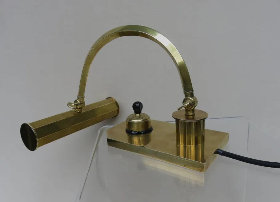 Best Pamono Vintage Art Deco Polished Brass Piano Light