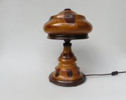 Clearance Pamono Vintage Art Deco Wooden Mushroom Table Lamps, Set of 2