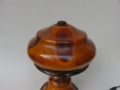 Clearance Pamono Vintage Art Deco Wooden Mushroom Table Lamps, Set of 2