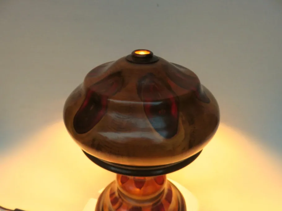 Clearance Pamono Vintage Art Deco Wooden Mushroom Table Lamps, Set of 2