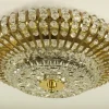 New Pamono Vintage Austrian Glass, Brass, and Diamond Cut Acrylic Glass Flush Mount Ceiling Lamp, 1950s