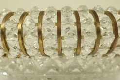 New Pamono Vintage Austrian Glass, Brass, and Diamond Cut Acrylic Glass Flush Mount Ceiling Lamp, 1950s