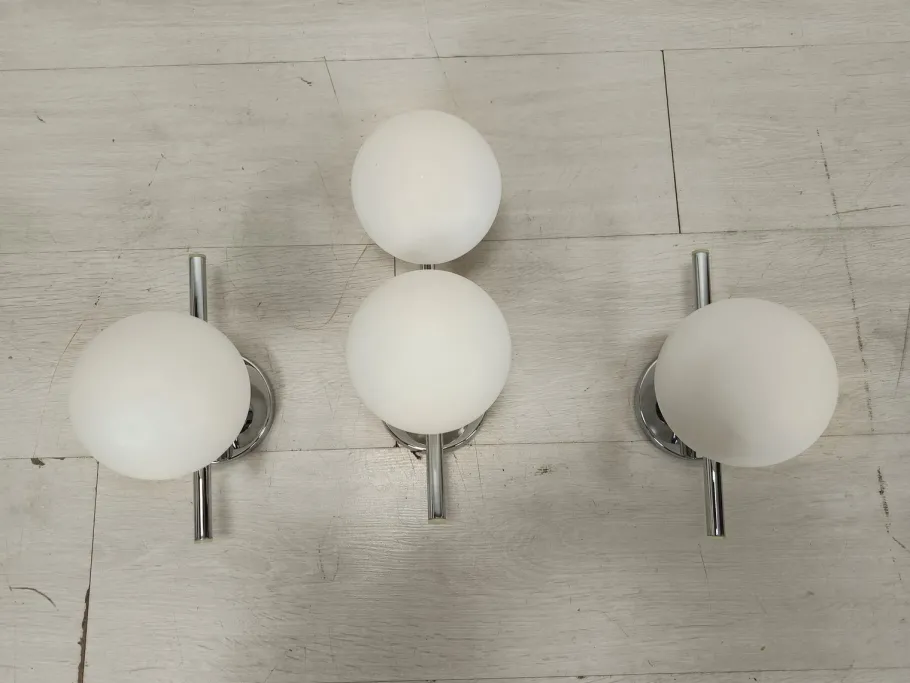 New Pamono Vintage Ball Wall Lights, 1970, Set of 3