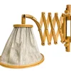 Pamono Vintage Bamboo Extendible Harmonica Scissor Wall Lamp, 1960s