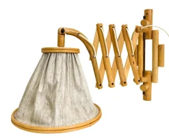 Pamono Vintage Bamboo Extendible Harmonica Scissor Wall Lamp, 1960s