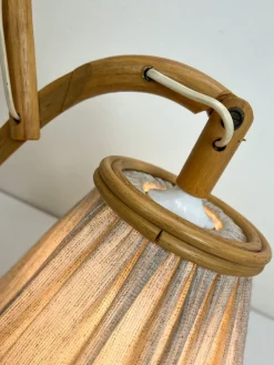 Pamono Vintage Bamboo Extendible Harmonica Scissor Wall Lamp, 1960s