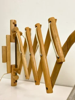 Pamono Vintage Bamboo Extendible Harmonica Scissor Wall Lamp, 1960s