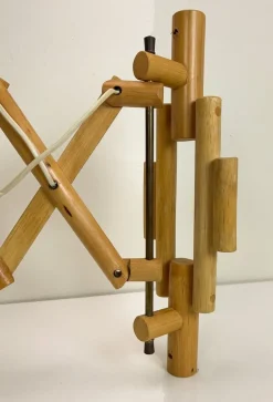 Pamono Vintage Bamboo Extendible Harmonica Scissor Wall Lamp, 1960s