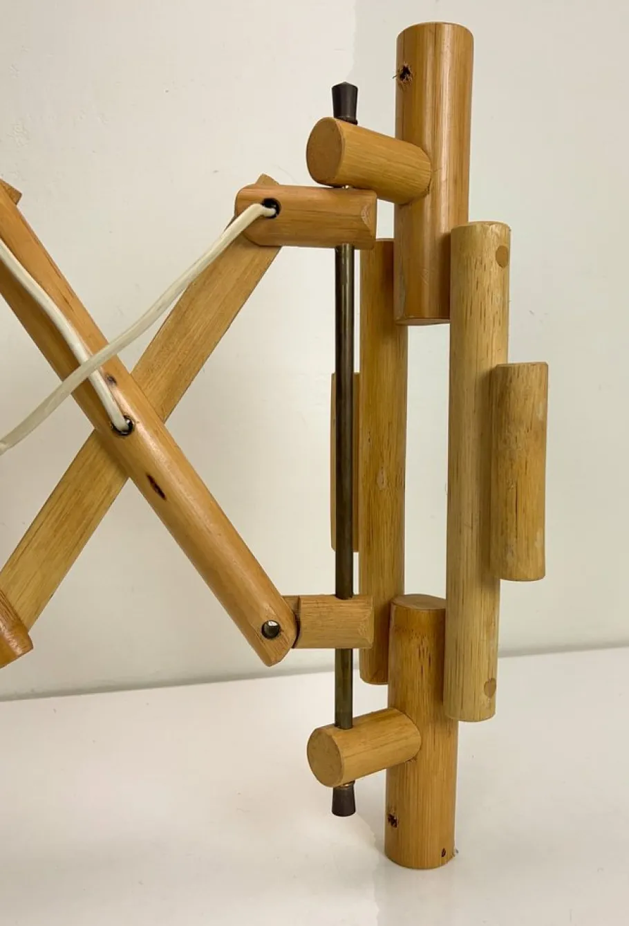 Pamono Vintage Bamboo Extendible Harmonica Scissor Wall Lamp, 1960s