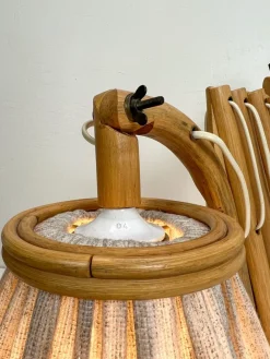 Pamono Vintage Bamboo Extendible Harmonica Scissor Wall Lamp, 1960s