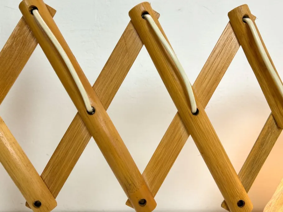 Pamono Vintage Bamboo Extendible Harmonica Scissor Wall Lamp, 1960s