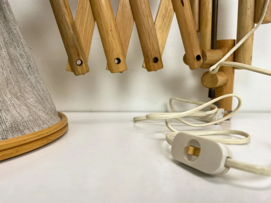 Pamono Vintage Bamboo Extendible Harmonica Scissor Wall Lamp, 1960s