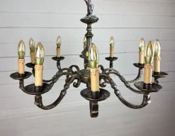 Best Pamono Vintage Baroque Style 10-Arm Brass Chandelier, 1950s
