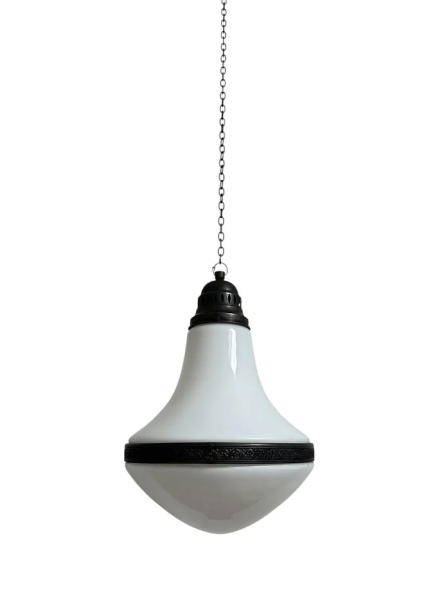 Discount Pamono Vintage Bauhaus Copper Opaline Milk Glass Ceiling Pendant Light Luzette , 1930s