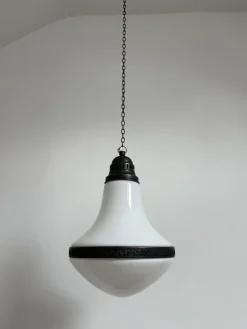 Discount Pamono Vintage Bauhaus Copper Opaline Milk Glass Ceiling Pendant Light Luzette , 1930s