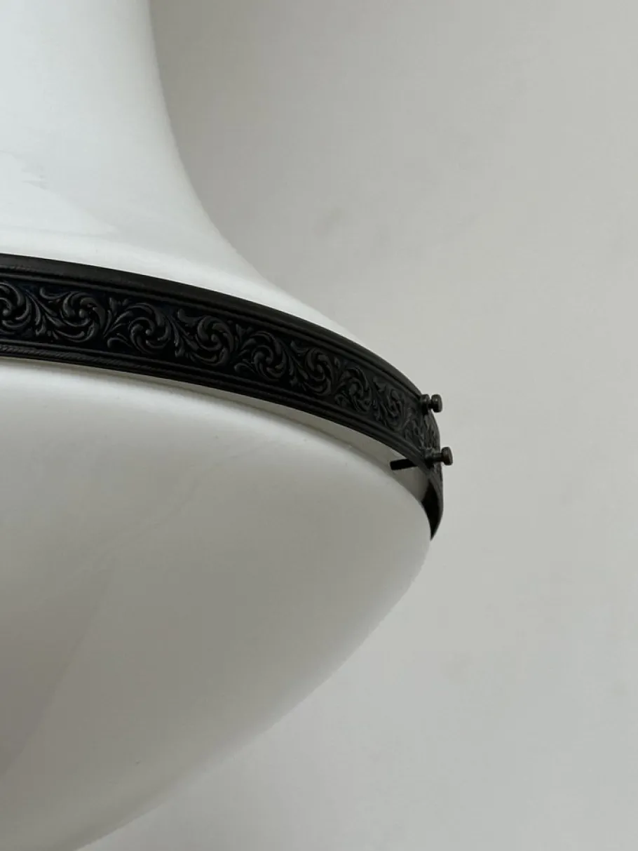 Discount Pamono Vintage Bauhaus Copper Opaline Milk Glass Ceiling Pendant Light Luzette , 1930s