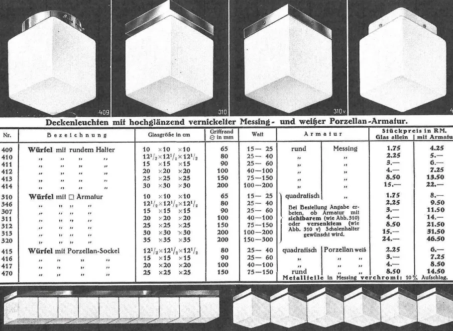 New Pamono Vintage Bauhaus Cubic Ceiling Light by Atrax Berlin or Rubli The Hague, 1930s