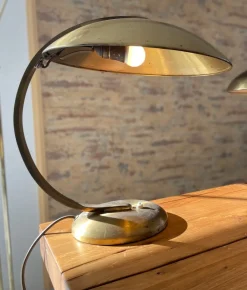 Pamono Vintage Bauhaus Golden Table Lamp by Egon Hillebrand for Hillebrand Lighting, 1940s