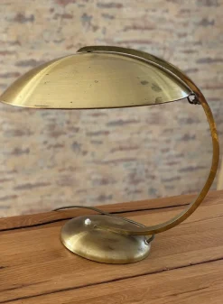 Pamono Vintage Bauhaus Golden Table Lamp by Egon Hillebrand for Hillebrand Lighting, 1940s