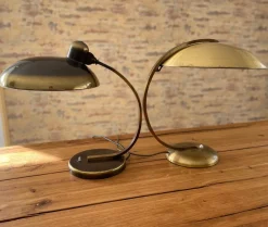 Pamono Vintage Bauhaus Golden Table Lamp by Egon Hillebrand for Hillebrand Lighting, 1940s