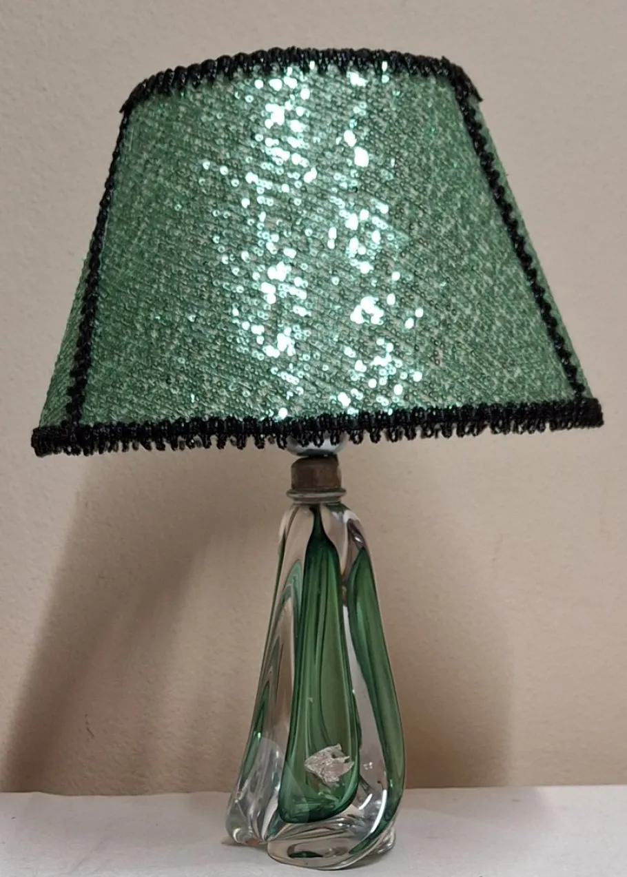 Clearance Pamono Vintage Belgian Table Lamp with Crystal Glass Base by Val St. Lambert, 1970s