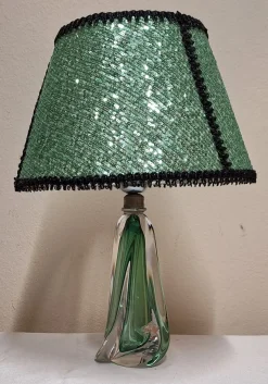 Clearance Pamono Vintage Belgian Table Lamp with Crystal Glass Base by Val St. Lambert, 1970s