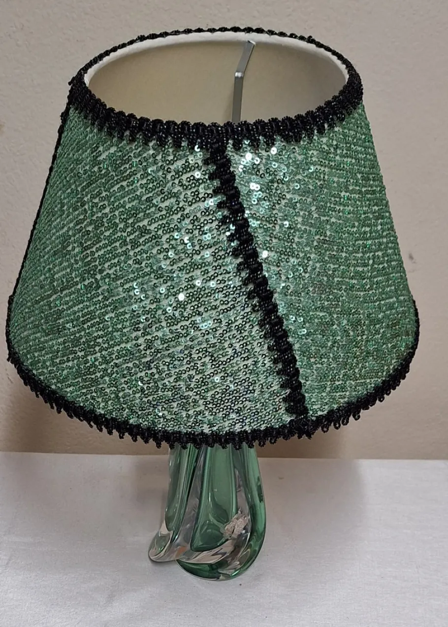 Clearance Pamono Vintage Belgian Table Lamp with Crystal Glass Base by Val St. Lambert, 1970s