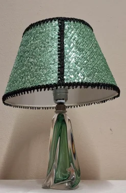 Clearance Pamono Vintage Belgian Table Lamp with Crystal Glass Base by Val St. Lambert, 1970s