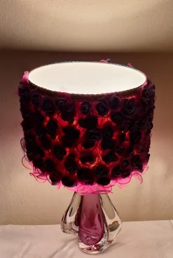 Pamono Vintage Belgian Table Lamp with Purple Crystal Glass Base from Cristallerie du Val St Lambert, 1970s