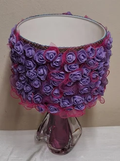 Pamono Vintage Belgian Table Lamp with Purple Crystal Glass Base from Cristallerie du Val St Lambert, 1970s