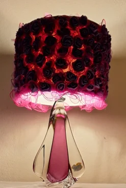 Pamono Vintage Belgian Table Lamp with Purple Crystal Glass Base from Cristallerie du Val St Lambert, 1970s