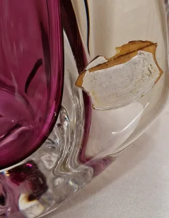 Pamono Vintage Belgian Table Lamp with Purple Crystal Glass Base from Cristallerie du Val St Lambert, 1970s