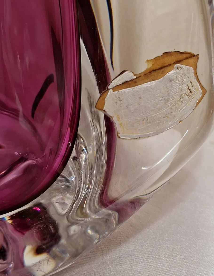 Pamono Vintage Belgian Table Lamp with Purple Crystal Glass Base from Cristallerie du Val St Lambert, 1970s