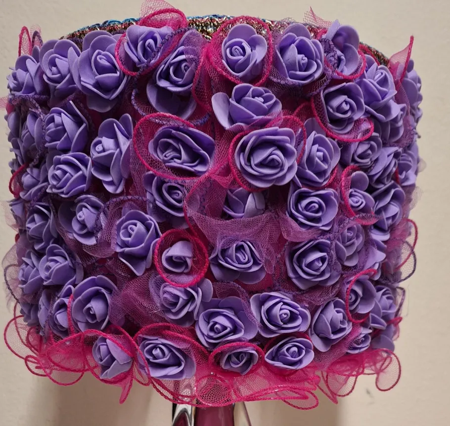 Pamono Vintage Belgian Table Lamp with Purple Crystal Glass Base from Cristallerie du Val St Lambert, 1970s