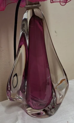 Pamono Vintage Belgian Table Lamp with Purple Crystal Glass Base from Cristallerie du Val St Lambert, 1970s