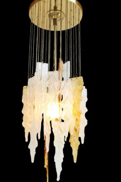 New Pamono Vintage Bicolore Murano Glass Ceiling Lamp, 1970s