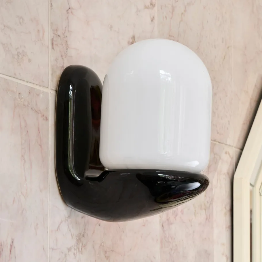 Discount Pamono Vintage Black Ceramic Wall Lamps, 1980s, Set of 2