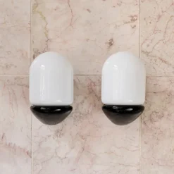 Discount Pamono Vintage Black Ceramic Wall Lamps, 1980s, Set of 2