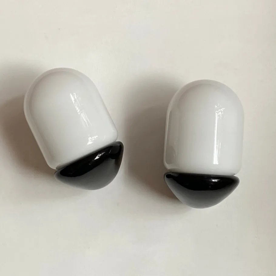 Discount Pamono Vintage Black Ceramic Wall Lamps, 1980s, Set of 2