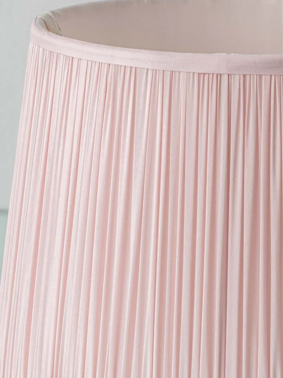 Pamono Vintage Blue and White Ceramic Table Lamps with New Pink Silk Lampshades from Royal Delft, 1980s, Set of 2