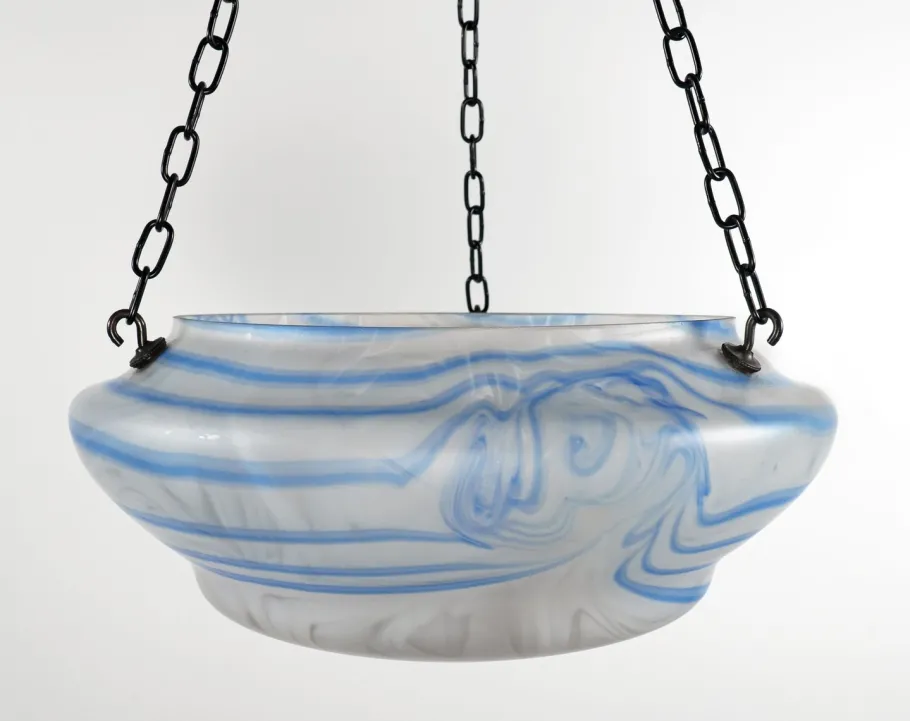 Sale Pamono Vintage Blue and White Streaky Glass Flycatcher / Plafonnier Ceiling Lamp Shade, 1930s