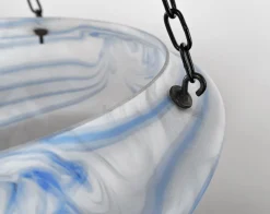 Sale Pamono Vintage Blue and White Streaky Glass Flycatcher / Plafonnier Ceiling Lamp Shade, 1930s