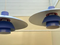 Clearance Pamono Vintage Blue Model Ph 4/3 Pendant Lamps by Poul Henningsen for Louis Poulsen, 1970s, Set of 2