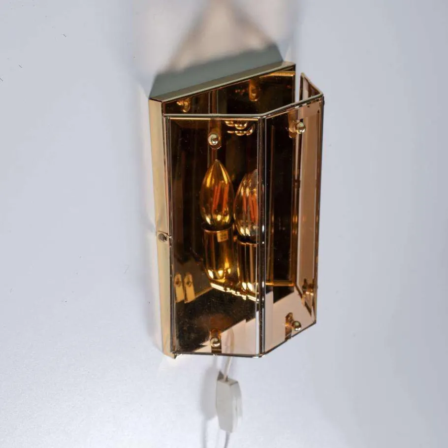 Hot Pamono Vintage Brass & Smoked Glass Wall Lamp